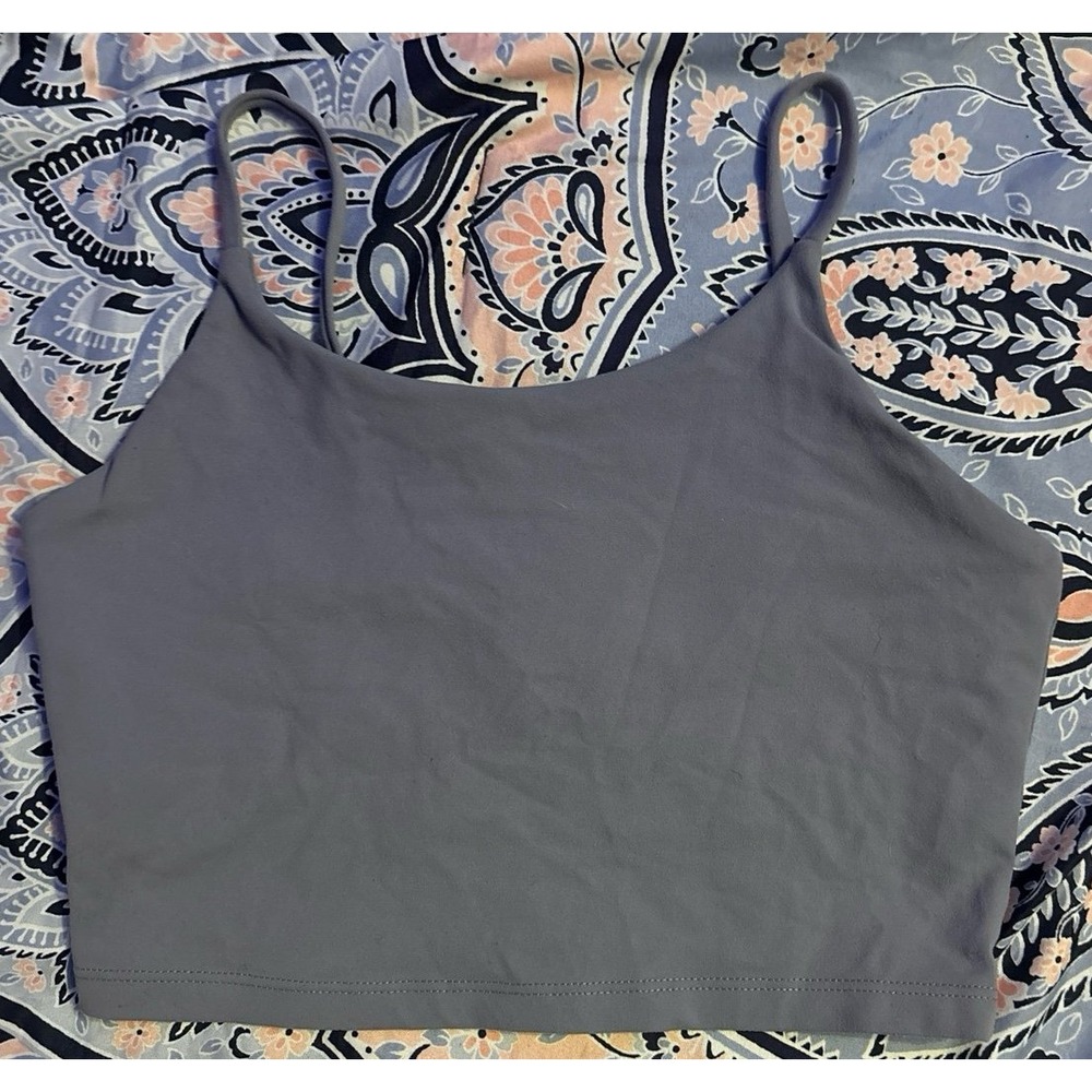 AS Revival‎ Periwinkle Blue Grey Activewear Cropped Tank Sports Bra, Large